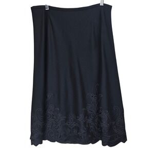 Vintage Talbots Wool Skirt Size 12 A-Line Black Cut Outs Career Stretch Timeless